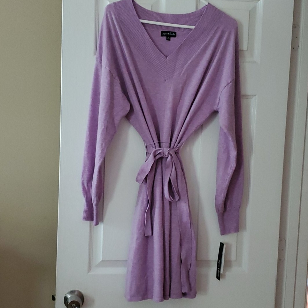 SEQUIN HEARTS PUFF SLEEVE SWEATER DRESS WITH TAGS
